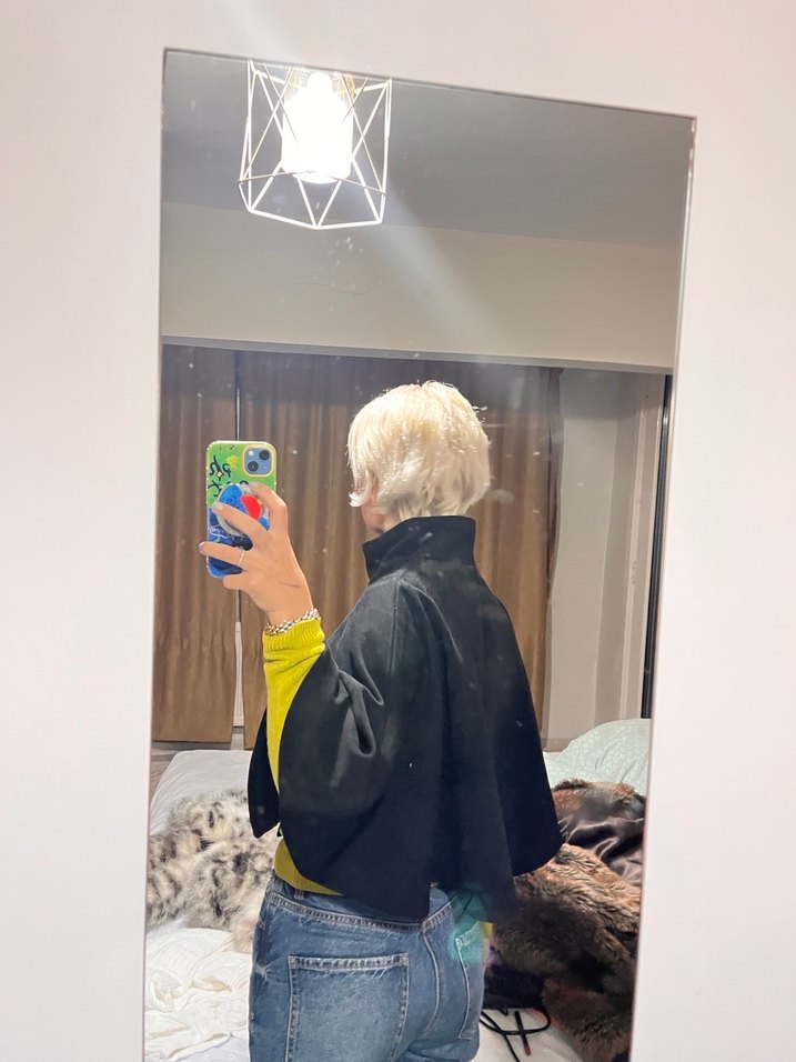 ZARA CEKET PANÇO Siyah Balıkçı Yaka Kadın Panço süet - Görsel 5