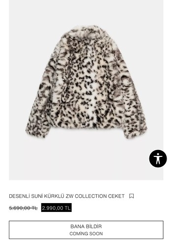 ZARA Gri Leopar Desenli Kadın Suni Kürk - Görsel 10