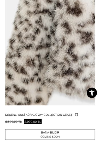 ZARA Gri Leopar Desenli Kadın Suni Kürk - Görsel 11