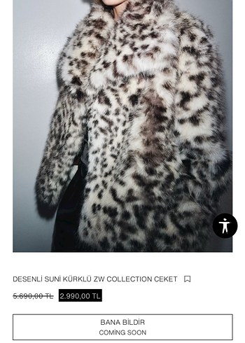 ZARA Gri Leopar Desenli Kadın Suni Kürk - Görsel 7