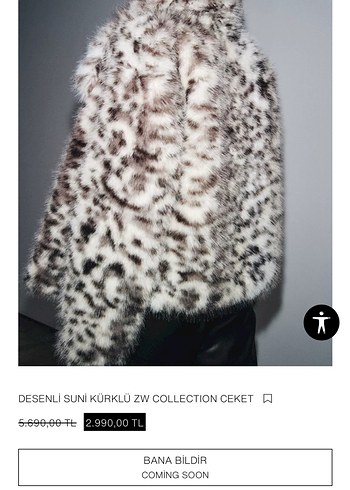 ZARA Gri Leopar Desenli Kadın Suni Kürk - Görsel 8