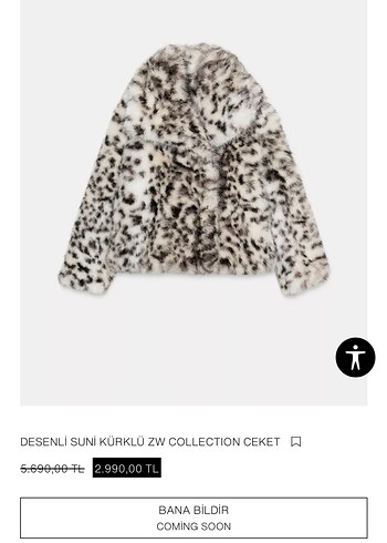 ZARA Gri Leopar Desenli Kadın Suni Kürk - Görsel 9