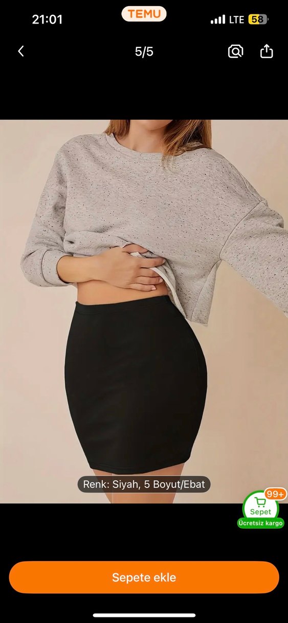 Siyah Mini Kalem Etek xs - Görsel 5