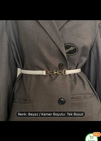 Beyaz Deri Kadın Kemer, İnce Tasarım - Görsel 2