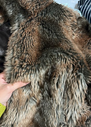 Kahverengi Midi Boy Kadın Kürk ceket - Görsel 12