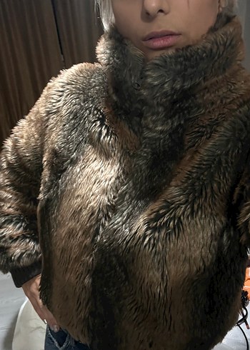 Kahverengi Midi Boy Kadın Kürk ceket - Görsel 9