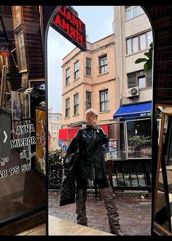 Kahverengi özel tasarım dizüstü deri çizme gizli topuk - Görsel 13