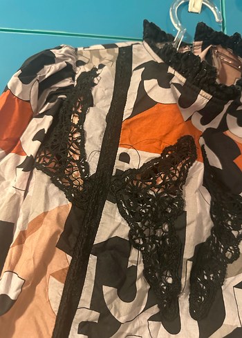 Uzun Kollu Baskılı Gri Twist Elbise - Görsel 2