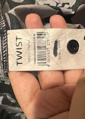 Uzun Kollu Baskılı Gri Twist Elbise - Görsel 4