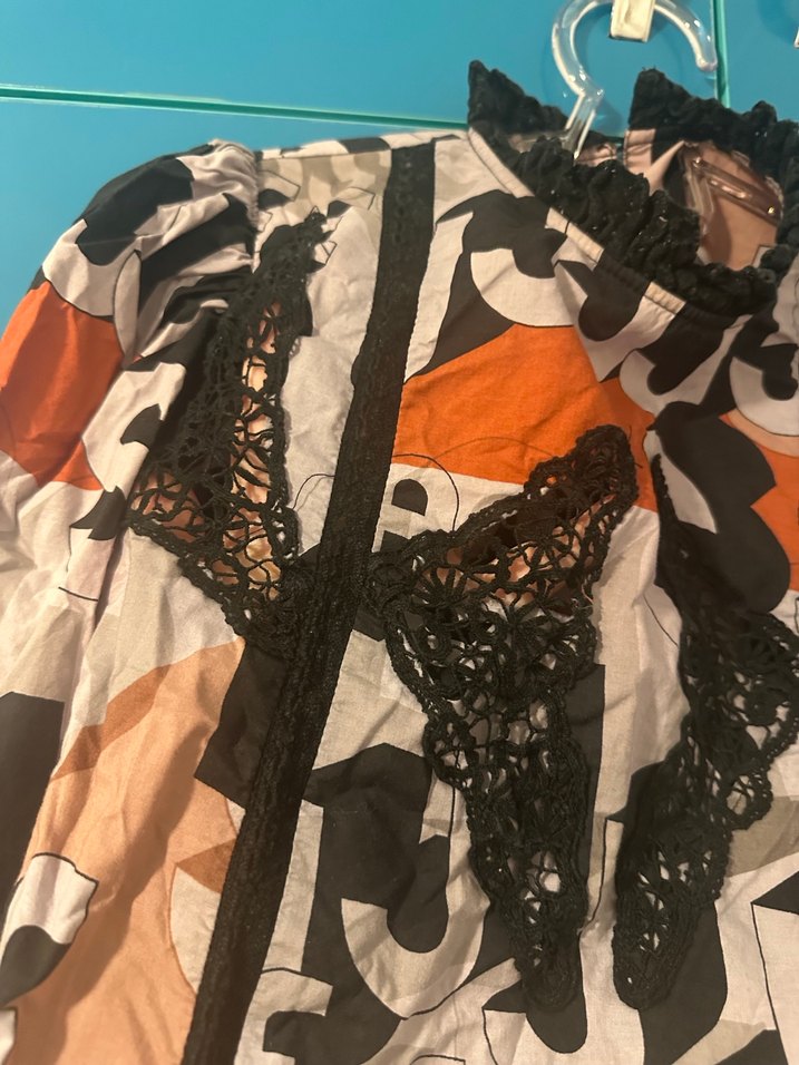 Uzun Kollu Baskılı Gri Twist Elbise - Görsel 2