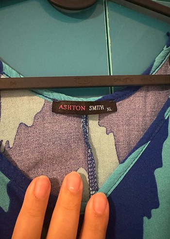 Mavi Tie-Dye Desenli Uzun Drapeli Elbise - Görsel 3