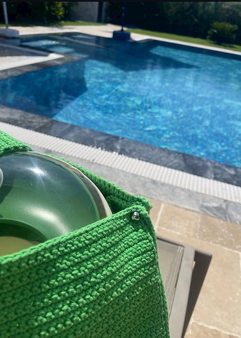 Örgü Kadın Plaj Çantası - Yeşil - Görsel 2