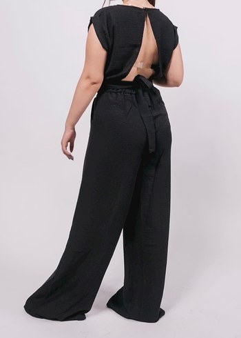 Siyah Rahat Kesim Keten Kadın ikili takım - Görsel 2