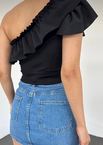 Tek Omuz Fırfırlı Mini Bluz - Görsel 2