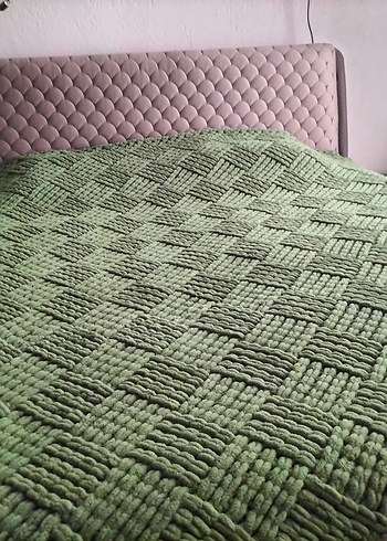Beden Yeşil Dokulu çift kişilik puffy battaniye