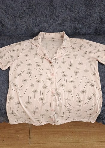 m Beden pembe Renk Pembe Çiçek Desenli Kısa Kollu Mini Pijama Takımı