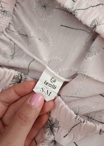 m Beden Pembe Çiçek Desenli Kısa Kollu Mini Pijama Takımı