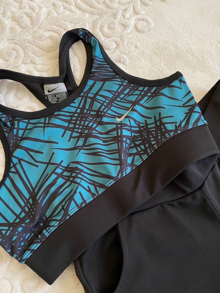 Mavi Desenli Straplez Spor Büstiyer ve Şort Takımı - Görsel 2