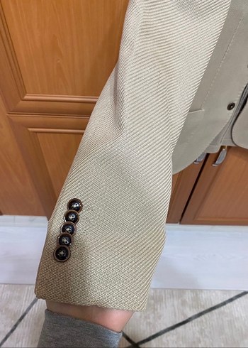 Lufian Bej Keten Erkek Ceket, Düğmeli, Regular Fit - Görsel 3