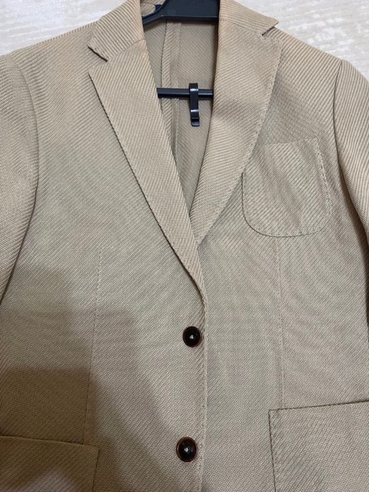 Lufian Bej Keten Erkek Ceket, Düğmeli, Regular Fit - Görsel 5