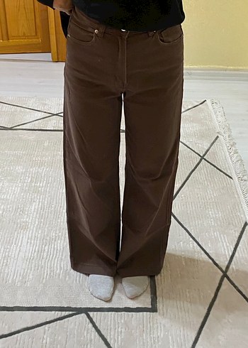 H&M kahverengi Kadın Midi Pantolon Rahat Kesim - Görsel 4