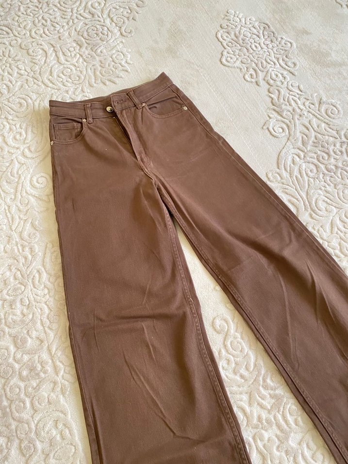 H&M kahverengi Kadın Midi Pantolon Rahat Kesim - Görsel 2