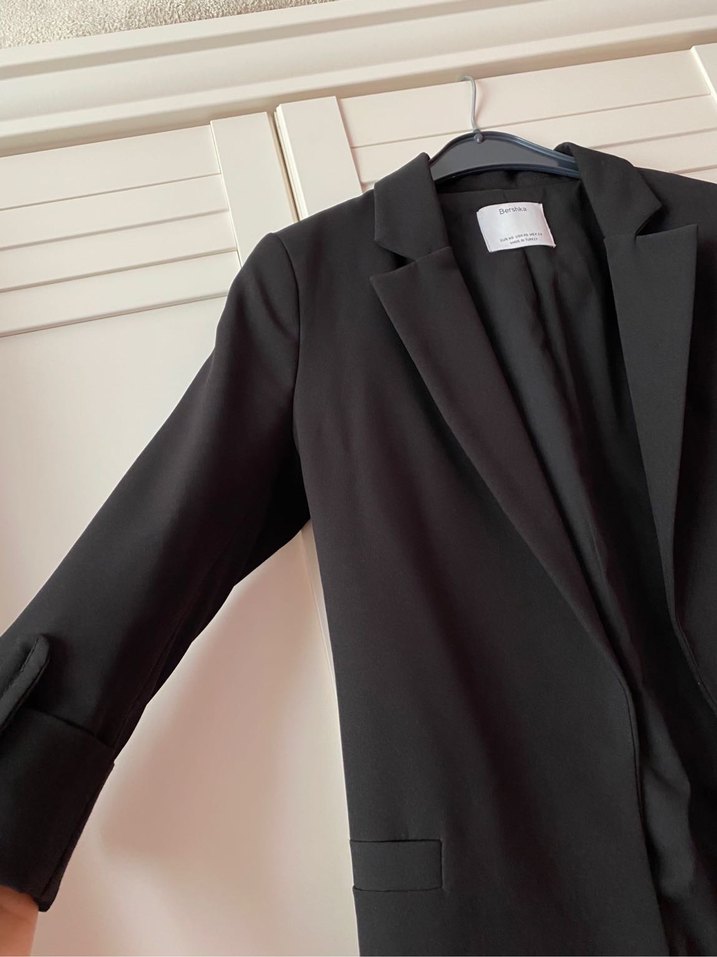 Siyah Kadın Ofis Blazeri, Düğmeli, Uzun Kollu - Görsel 3