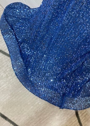 Mavi Drapeli Uzun Abiye Elbise - Görsel 4