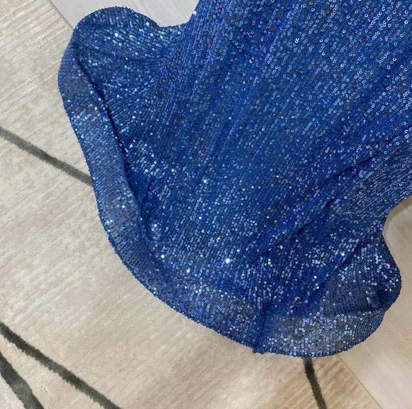 Mavi Drapeli Uzun Abiye Elbise - Görsel 4