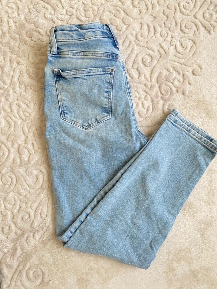 Mavi Bol Kesim Midi Kot Pantolon - Görsel 2