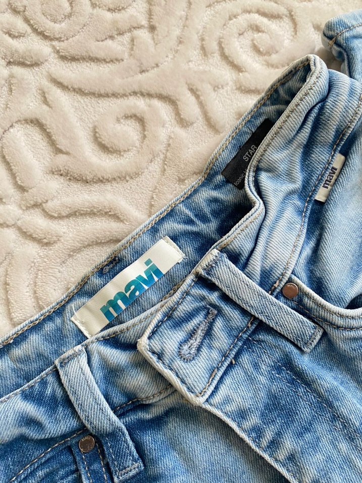 Mavi Bol Kesim Midi Kot Pantolon - Görsel 3