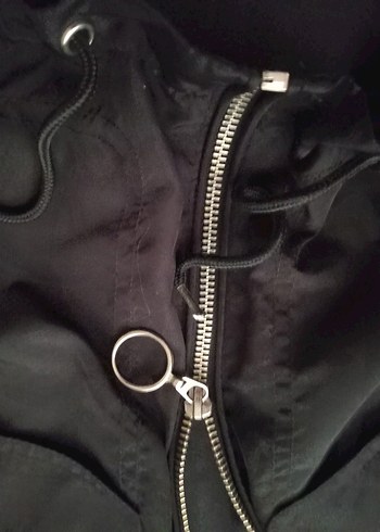 Siyah Fermuarlı Midi Street Wear Kadın Ceket - Görsel 2