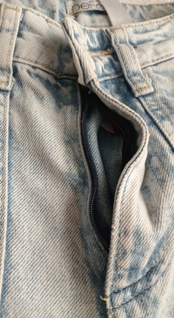 Gri Bej Bol Kesim Midi Denim Kadın Jean - Görsel 3