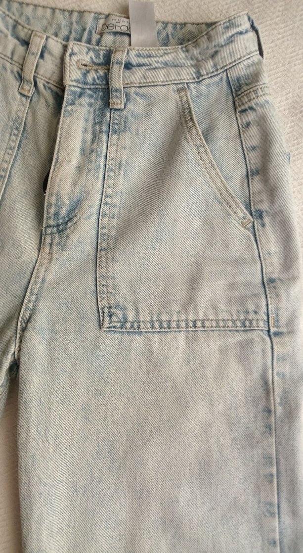 Gri Bej Bol Kesim Midi Denim Kadın Jean - Görsel 2