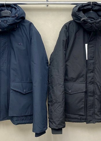 LACOSTE & Erkek Siyah Fermuarlı Kaban