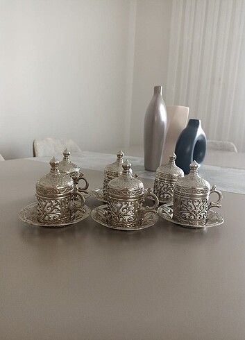 6 kisilik bakır kahve fincani set