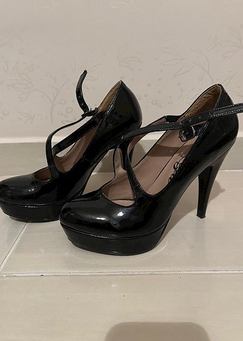 Siyah Platform Topuklu Gotik Stiletto - Görsel 3