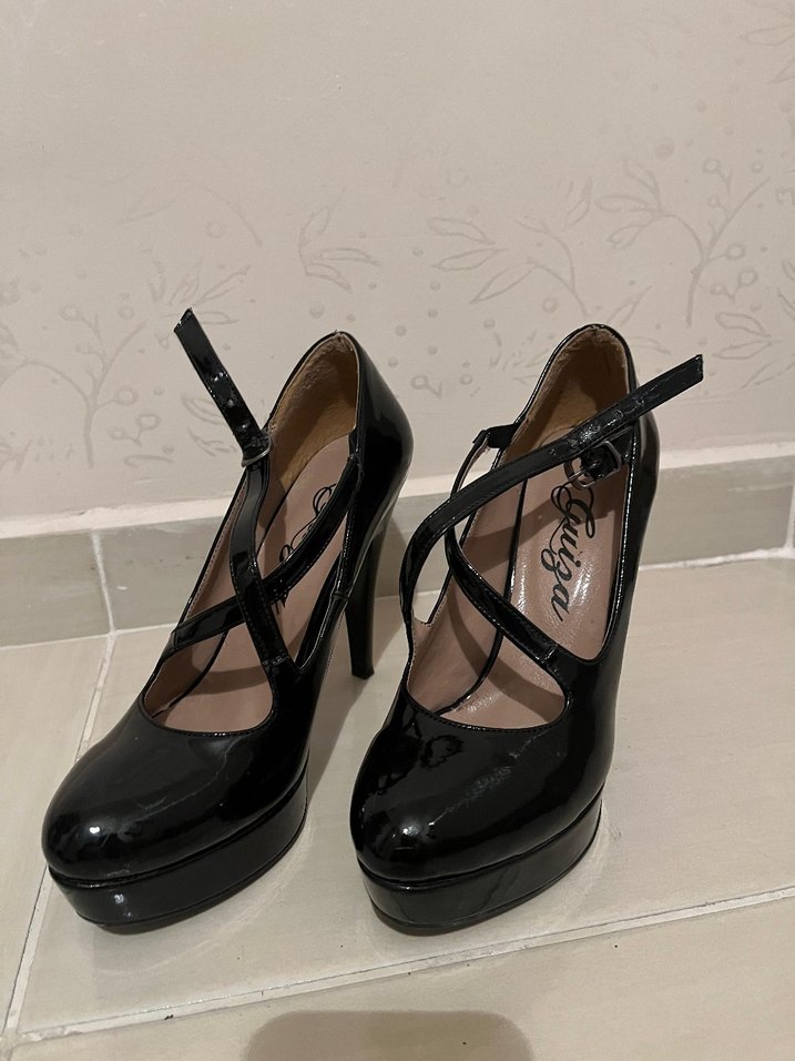 Siyah Platform Topuklu Gotik Stiletto - Görsel 2