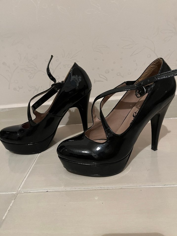 Siyah Platform Topuklu Gotik Stiletto - Görsel 4