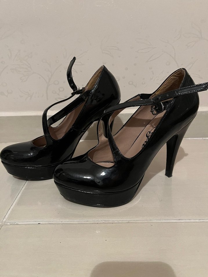 Siyah Platform Topuklu Gotik Stiletto - Görsel 3