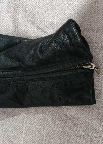 Siyah Kadın orjinal Deri Biker Ceket - Görsel 3