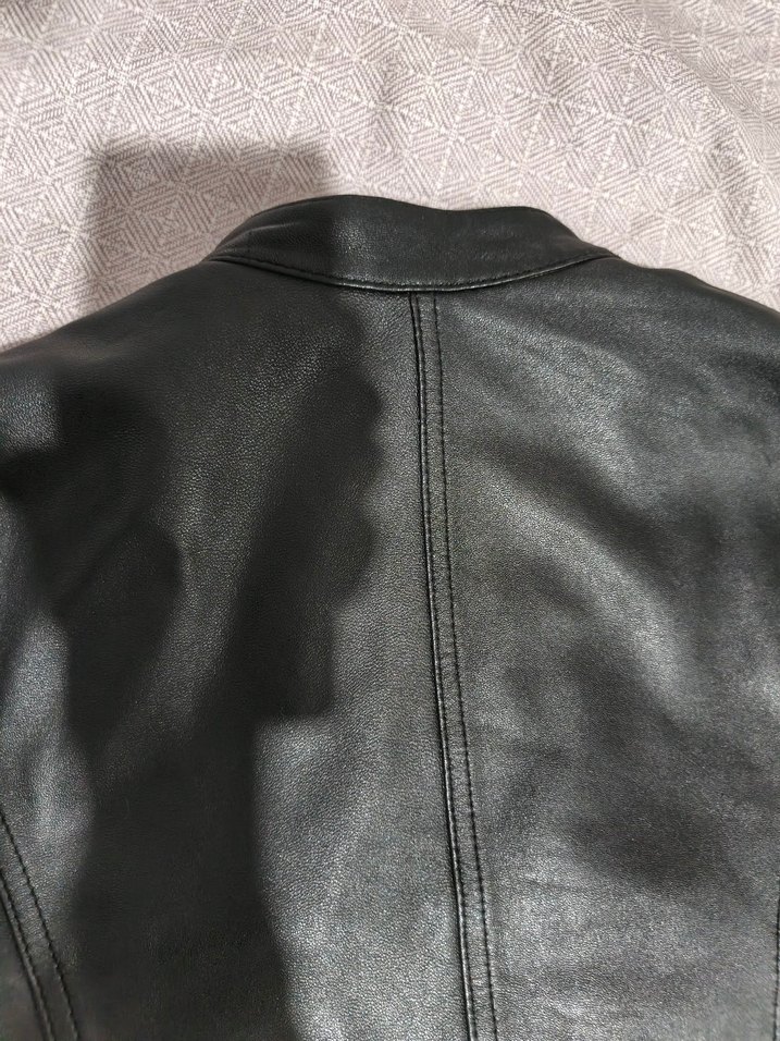 Siyah Kadın orjinal Deri Biker Ceket - Görsel 5