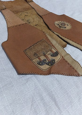 el yapimi orjinal deri, dogal tasli yelek - Görsel 2