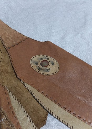el yapimi orjinal deri, dogal tasli yelek - Görsel 4