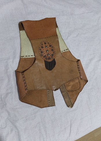 el yapimi orjinal deri, dogal tasli yelek - Görsel 3