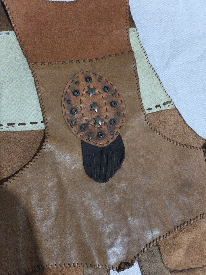 el yapimi orjinal deri, dogal tasli yelek - Görsel 5