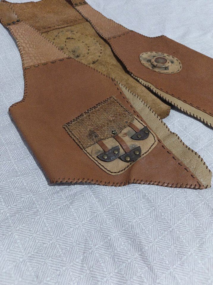 el yapimi orjinal deri, dogal tasli yelek - Görsel 2