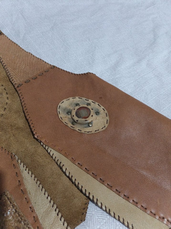 el yapimi orjinal deri, dogal tasli yelek - Görsel 4