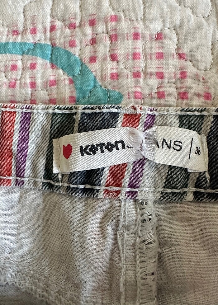 Koton renkli jean etek - Görsel 3