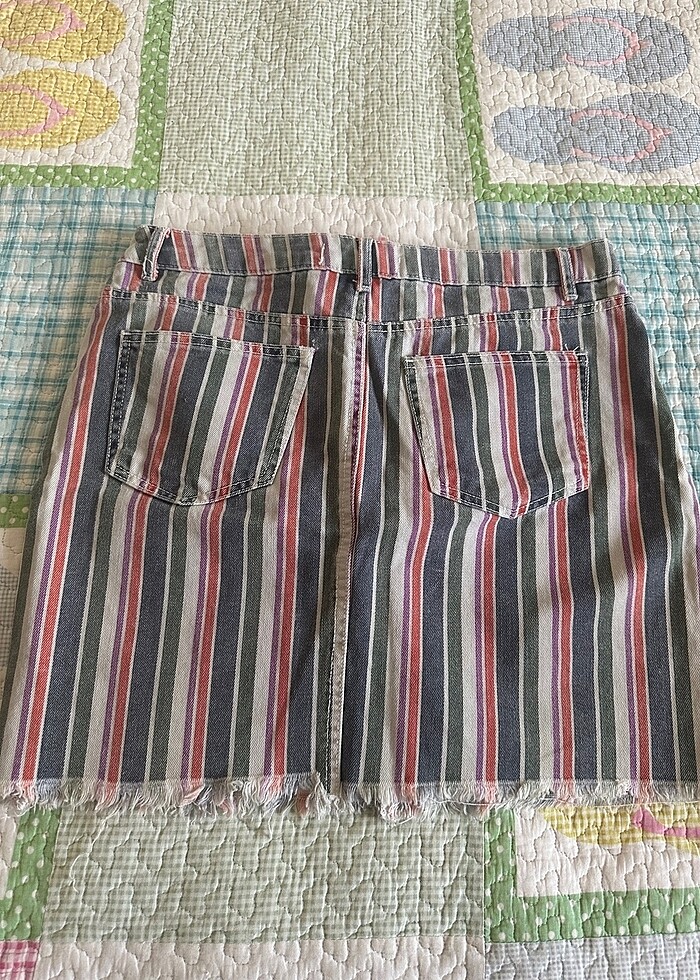 Koton renkli jean etek - Görsel 2